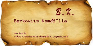 Berkovits Kamélia névjegykártya